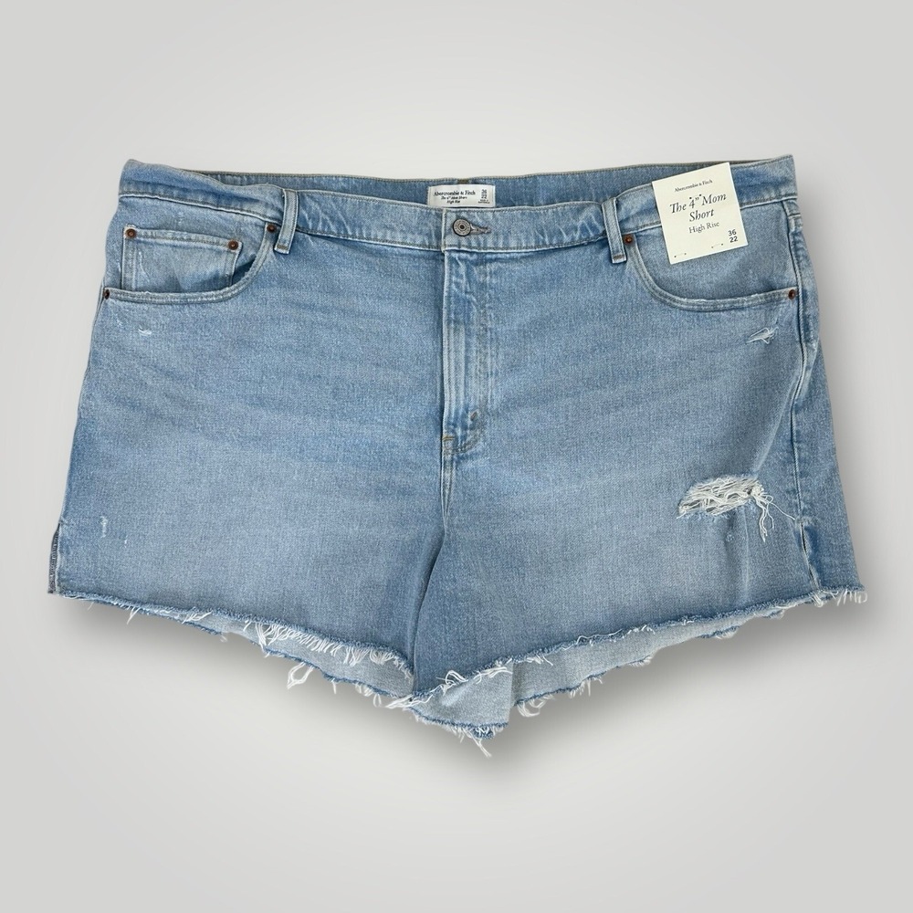 NEW $60 Abercrombie & Fitch The 4 Inch Mom High Rise Jeans Short Womans 36 NWT